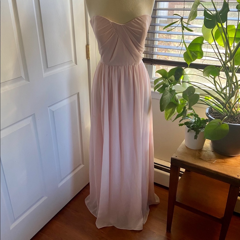 SOCIAL Bridesmaids Strapless Georgette Gown Blush Size 10